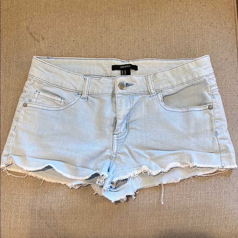 Forever 21 Blue Shorts Distressed Frayed Hem